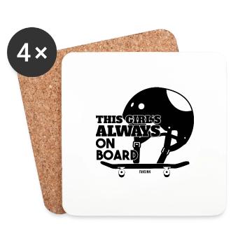 This Girl Is Always On Board - Coasters (set of 4) - white - Front