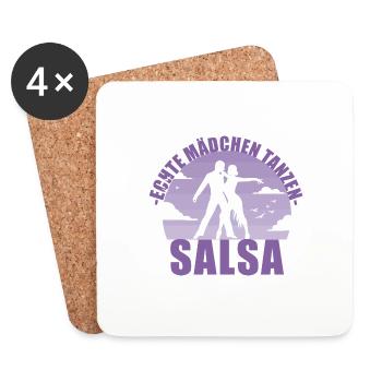 Echte Mädchen tanzen Salsa! Tänzerin Geschenk - Untersetzer (4er-Set) - Weiß - Vorne