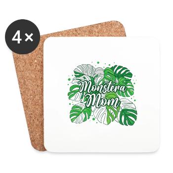 Monstera Maman panachée - Dessous de verre (lot de 4) - blanc - Devant