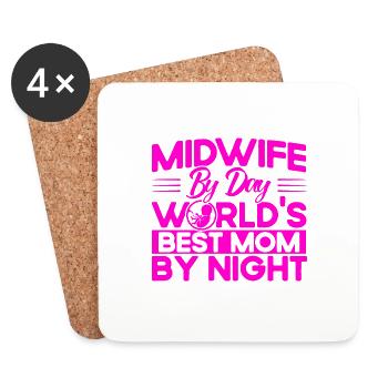 Obstétricien Doula Cadeau de sage-femme - Dessous de verre (lot de 4) - blanc - Devant