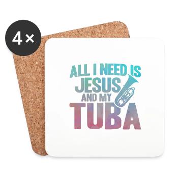 Tuba Jesus und meine Tuba Geschenk - Untersetzer (4er-Set) - Weiß - Vorne