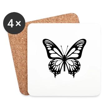 Papillon - Dessous de verre (lot de 4) - blanc - Devant