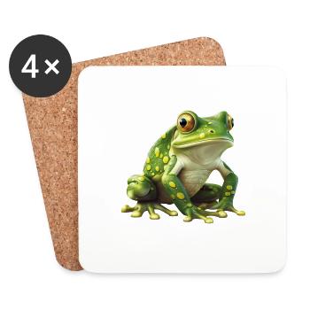 Grüner Frosch - Natürliches Design - Untersetzer (4er-Set) - Weiß - Vorne