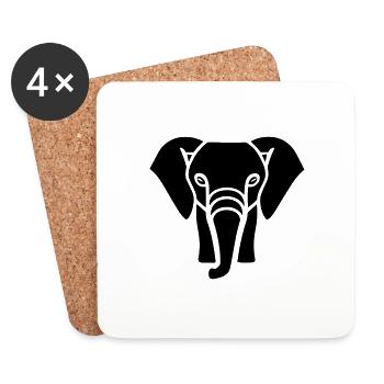 Elefant - Untersetzer (4er-Set) - Weiß - Vorne