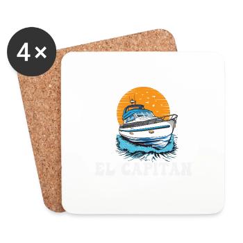 El Capitan Pontooning Propriétaire de bateau à moteur Lake Life - Dessous de verre (lot de 4) - blanc - Devant
