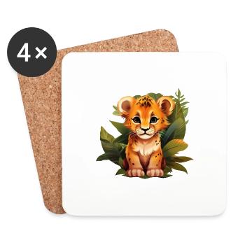 Young lion in the jungle - Cute lion cub - Coasters (set of 4) - white - Front