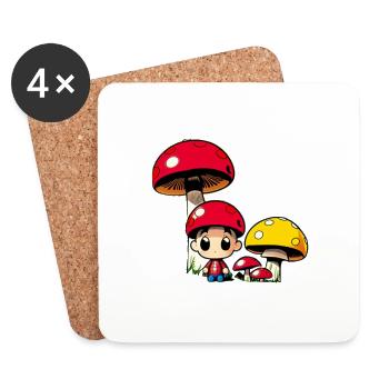 Mushroom head - Coasters (set of 4) - white - Front