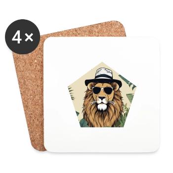 Mister Lion - Untersetzer (4er-Set) - Weiß - Vorne