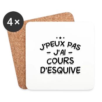 J'Peux Pas ! J'Ai Cours D'Esquive 🏃‍♂️💨 - Dessous de verre (lot de 4) - blanc - Devant
