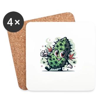 Happy Leaf - Untersetzer (4er-Set) - Weiß - Vorne