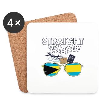 Straight Trippin' Bahamas Vacances Tour Voyage - Dessous de verre (lot de 4) - blanc - Devant