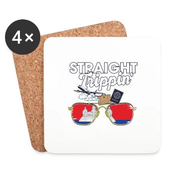 Straight Trippin' Cambodge Voyage de vacances - Dessous de verre (lot de 4) - blanc - Devant
