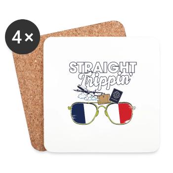 Straight Trippin' France Vacances Tour Voyage - Dessous de verre (lot de 4) - blanc - Devant