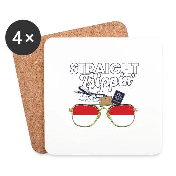 Straight Trippin' ' Indonésie Vacances Tour Voyage - Dessous de verre (lot de 4) - blanc - Devant