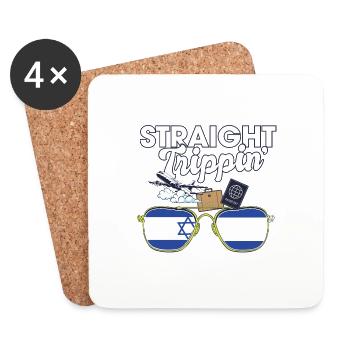 Straight Trippin' Israel Vacation Tour Travel - Coasters (set of 4) - white - Front