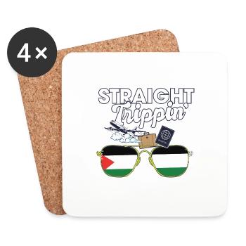 Straight Trippin' Palestine Vacances Tour Voyage - Dessous de verre (lot de 4) - blanc - Devant
