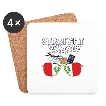 Straight Trippin' Pérou Vacances Voyage Voyage - Dessous de verre (lot de 4) - blanc - Devant