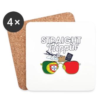 Straight Trippin' Portugal Voyage de vacances - Dessous de verre (lot de 4) - blanc - Devant
