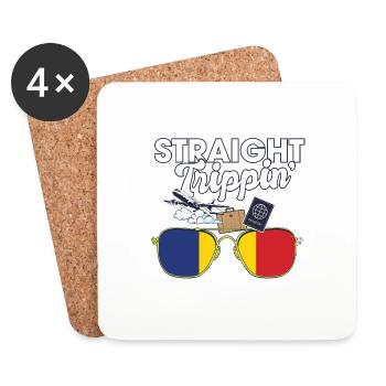 Straight Trippin' Romania Vacation Tour Travel - Coasters (set of 4) - white - Front