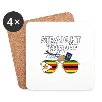 Straight Trippin' Zimbabwe Vacances Tour Voyage - Dessous de verre (lot de 4) - blanc - Devant