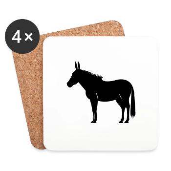 âne - Dessous de verre (lot de 4) - blanc - Devant
