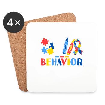 Thérapeute ABA agréé par l’analyste du comportement - Dessous de verre (lot de 4) - blanc - Devant