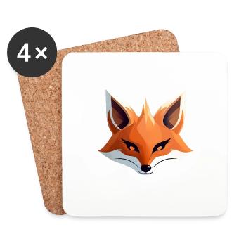 Tête de renard - Dessous de verre (lot de 4) - blanc - Devant