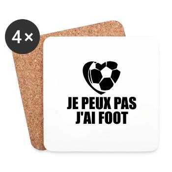 Je Peux Pas J'ai Foot Humour Cadeau Footballeur - Dessous de verre (lot de 4) - blanc - Devant