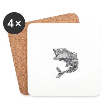 Ne soyez pas un achigan stupide Pêche en eau salée en haute mer - Dessous de verre (lot de 4) - blanc - Devant