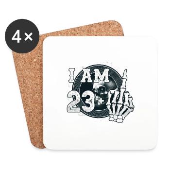 I'm 23 plus 1 middle finger Skull funny 24th - Coasters (set of 4) - white - Front