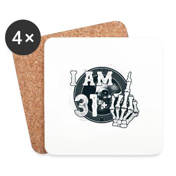 I'm 31 plus 1 middle finger Skull funny 32nd - Coasters (set of 4) - white - Front