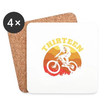 Turning 13 Mountain Bike Theme BMX Lover 13th - Untersetzer (4er-Set) - Weiß - Vorne