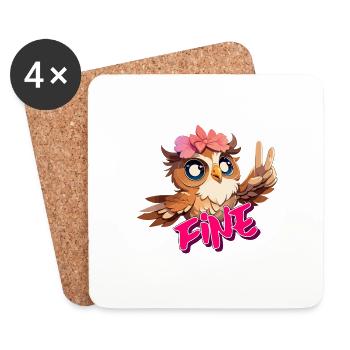 FINE - Beautiful girl name with cute OWL - Coasters (set of 4) - white - Front