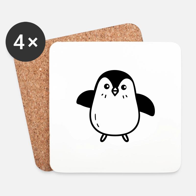 Pinguin - Untersetzer (4er-Set) - Weiß