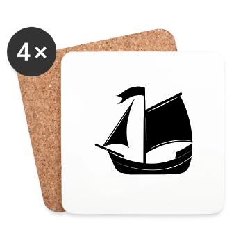 Bateau pirate - Dessous de verre (lot de 4) - blanc - Devant