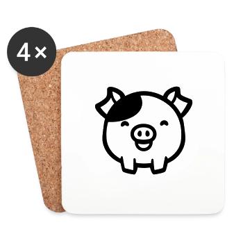 cochon - Dessous de verre (lot de 4) - blanc - Devant