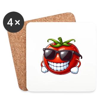 Coole Tomate Sonnenbrille Rote Frucht Lustig - Untersetzer (4er-Set) - Weiß - Vorne