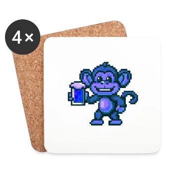 Monkey Beer Party Drôle - Dessous de verre (lot de 4) - blanc - Devant