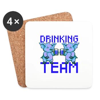 Cochon buvant de la bière en équipe - Dessous de verre (lot de 4) - blanc - Devant