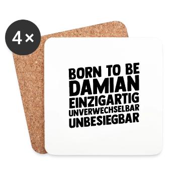 Prénom Damian - Dessous de verre (lot de 4) - blanc - Devant