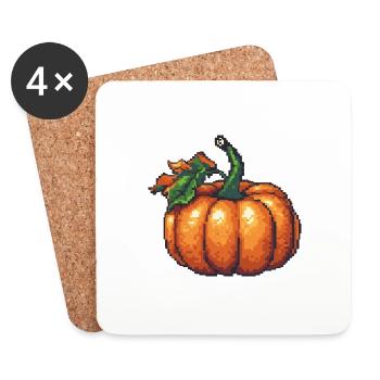 Icône de pixel de citrouille - Dessous de verre (lot de 4) - blanc - Devant