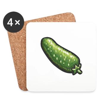 Cucumber Pixel Icon - Coasters (set of 4) - white - Front