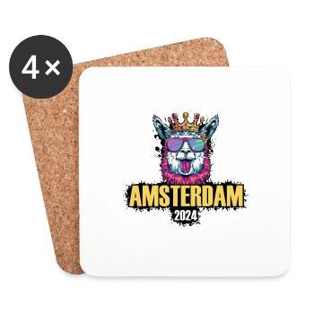 Amsterdam 2024 Vacances de fête de l’alpaga - Dessous de verre (lot de 4) - blanc - Devant