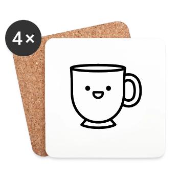 Kaffeebecher - Untersetzer (4er-Set) - Weiß - Vorne