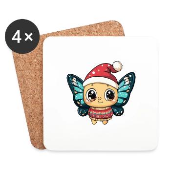 Schmetterling Weihnachten - Untersetzer (4er-Set) - Weiß - Vorne