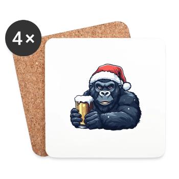 Gorilla Christmas Beer - Coasters (set of 4) - white - Front