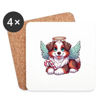 Chien de Noël mignon berger australien - Dessous de verre (lot de 4) - blanc - Devant