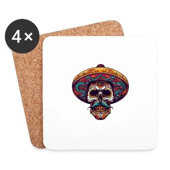 Crâne mexicain - Dessous de verre (lot de 4) - blanc - Devant