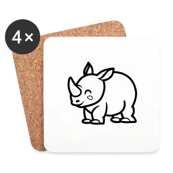 Nashorn - Untersetzer (4er-Set) - Weiß - Vorne