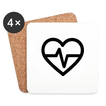 battement de coeur - Dessous de verre (lot de 4) - blanc - Devant